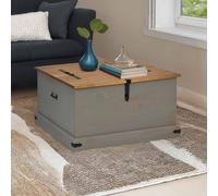 vidaXL HALDEN Storage Chest - Solid Wood 91x47 cm Grey Pine Trunk/Box with Metal Handles - Bedroom, Lounge, Living Room