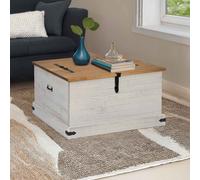 vidaXL Storage Chest HALDEN White 91x91x47 cm Solid Wood Pine