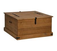 vidaXL Storage Chest - Pine Wood, Dual Compartments, Versatile Coffee Table, Metal Handles, 91x91x47 cm, Honey Brown Finish