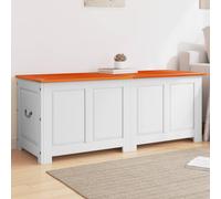 vidaXL Storage Chest with Lid Brown and White Solid Wood Acacia