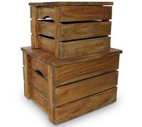 vidaXL Storage Crate Set 2 Pieces Storage Box Tool Chest Solid Mahogany Wood