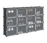 vidaXL Storage Cube Organiser with 12 Cubes and Doors Black PP