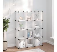 vidaXL Storage Cube Organiser with 12 Cubes and Doors Transparent PP
