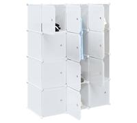 vidaXL Storage Cube Organiser with 12 Cubes and Hanging Rods PP
