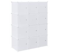 vidaXL Storage Cube Organiser with 12 Cubes and Hanging Rods PP