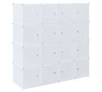 vidaXL Storage Cube Organiser with 16 Cubes and Hanging Rods PP