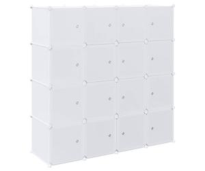 vidaXL Storage Cube Organiser with 16 Cubes and Hanging Rods PP