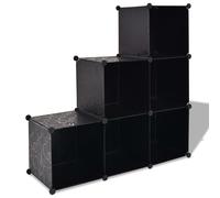 vidaXL Storage Cube Organiser with 6 Compartments Black Rack Display Unit