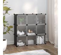 vidaXL Storage Cube Organiser with 9 Cubes and Doors Black PP