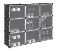 vidaXL Storage Cube Organiser with 9 Cubes and Doors Black PP
