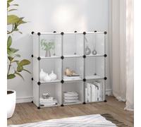 vidaXL Storage Cube Organiser with 9 Cubes and Doors Transparent PP