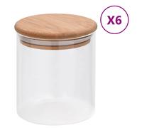 vidaXL 6x Storage Glass Jars with Bamboo Lid 600 ml Storage Bottle Furniture