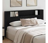 vidaXL Storage Headboard with LED Black Oak Engineered Wood
