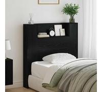 vidaXL Storage Headboard with LED Black Oak Engineered Wood