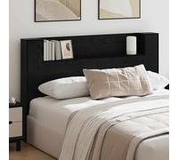 vidaXL Storage Headboard with LED Black Oak Engineered Wood