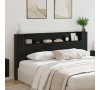 vidaXL Storage Headboard with LED Black Oak Engineered Wood