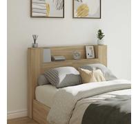 VidaXL Storage Headboard With LED Sonoma Oak Engineered Wood