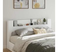 VidaXL Storage Headboard With LED White Engineered Wood