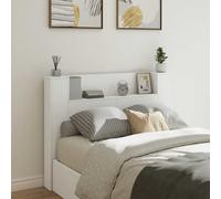 VidaXL Storage Headboard With LED White Engineered Wood