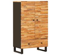 Highboard Brown Solid Mango Wood 60x33x100 cm Indoor Storage Handcrafted Cabinet
