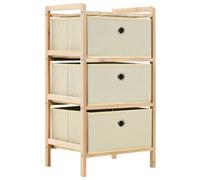 Vidaxl Storage Rack With 3 Nonwoven Baskets Cedar Wood Beige