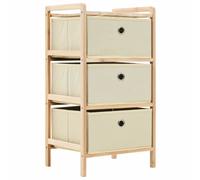 vidaXL Storage Rack with 3 Nonwoven Baskets Cedar Wood Beige Standing Cabinet