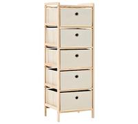 Vidaxl Storage Rack With 5 Fabric Baskets Cedar Wood Beige