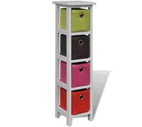 Vidaxl Storage Rack With Multi-Colour Baskets Paulownia Wood