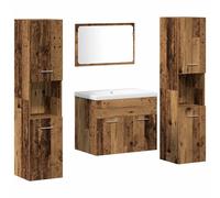 vidaXL Storage Set Wall-mounted 4 pcs Engineered Wood, Living Room Storage, Wall