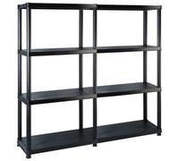vidaXL Storage Shelf 4-Tier Black 122x30.5x130 cm Plastic