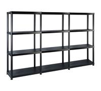 vidaXL Storage Shelf 4-Tier Black Plastic Display Rack Storage Organiser Home