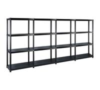 vidaXL Storage Shelf 4-Tier Black 244x30.5x130 cm Plastic