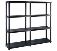 vidaXL Storage Shelf 4-Tier Black Plastic Storage Organiser Display Rack Home