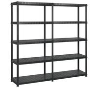 vidaXL Storage Shelf 5-Tier Black Plastic Storage Organiser Rack Furniture