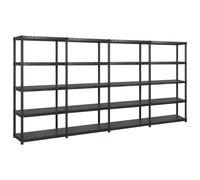 vidaXL Storage Shelf 5-Tier Black 340x40x185 cm Plastic