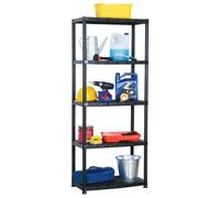 vidaXL Storage Shelf 5-tier Black 71X38X170cm Plastic, Black