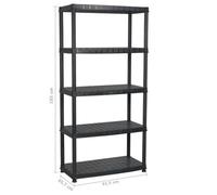 vidaXL Storage Shelf 5-Tier Black Plastic Display Racking Space Saving Unit