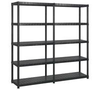 vidaXL Storage Shelf 5-Tier Black Plastic Display Rack Storage Organiser Home