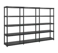 vidaXL Storage Shelf 5-tier Black 274.5X45.7X185cm Plastic, Black