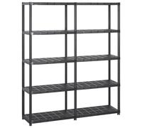 vidaXL Storage Shelf 5-tier Black 142X38X170cm Plastic, Black