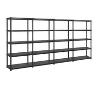 vidaXL Storage Shelf 5-Tier Black Plastic Storage Organiser Rack Indoor Home