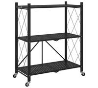vidaXL Storage Shelf on Wheels Black 71x34x88 cm Steel kitchen shelf