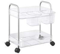 vidaXL Storage Trolley 2-Tier Transparent 37x28x43.5 cm Acrylic trolley