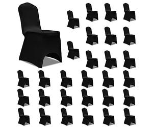 vidaXL Stretchable Black Chair Covers - Pack of 30, Elegant & Washable, Perfect for Banquets, Weddings and Other Events