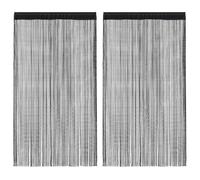 vidaXL 2x String Curtains 140x250cm Black Room Divider Window Door Background