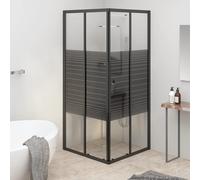 vidaXL Stripe Shower Cabin ESG 80x80x180 cm Black