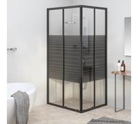 Vidaxl Stripe Shower Cabin Esg 90X70X180 Cm Black, Clear