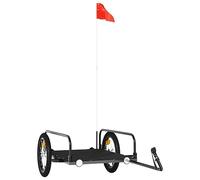 vidaXL Sturdy Iron Bike Cargo Trailer - Black Bicycle Cart with Safety Flag, Suitable for Heavy Duty Goods Transportation Up to 45 kg Load