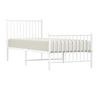 vidaXL Sturdy White Metal Bed Frame with Headboard & Footboard, Extra Under-bed Storage, Ideal for 75x190 cm 2FT6 Small Single Mattress