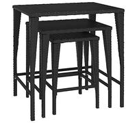 vidaXL Stylish Nesting Tables 3 Pieces Set - Black Poly Rattan - Modern Design - Weather- & Durable - For Indoor & Outdoor Use - Convenient Storage